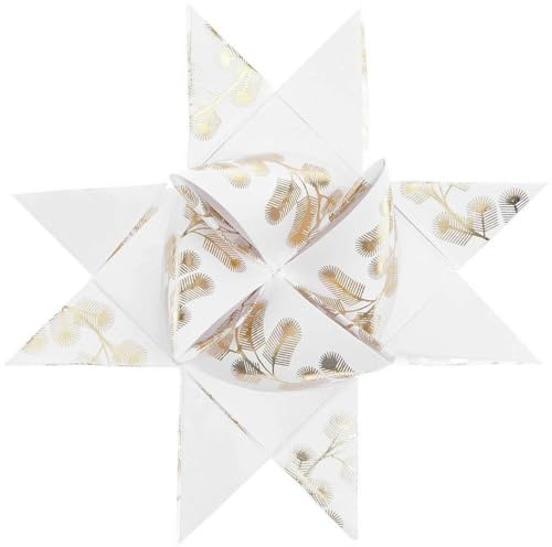 Rico Design Papierstreifen Zweige Weiß Gold 40 Stk Einseitig Bedruckt Rückseite Weiß Breite 2.5 cm Länge 86.0 cm FSC Zertifiziert Weihnachten Papier Deko Basteln