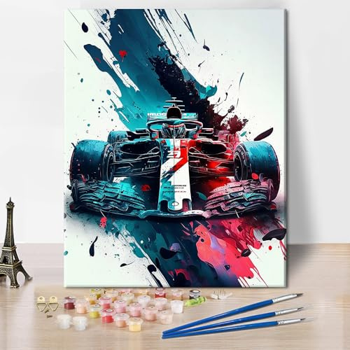 TISHIRON Racing Paint by nummer F1 oljemålning kit för vuxna nybörjare gör-det-själv bil måleri