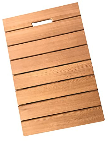 Badmatta i bambu, Duschmatta för plattform av bambugolv, Duschmatta för badrum, halkfri badrumsduschmatta, Badmatta med ankbräda i bambu, Lamelldesign, för spa, bastudusch och badkar (65x80c
