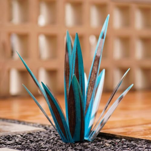 XDGJTBFMY Plantes d'agave en métal pour décoration d'extérieur, tequila de 55 cm - Statues de jardin rustiques - Décoration d'extérieur - Couleur : bord de mer