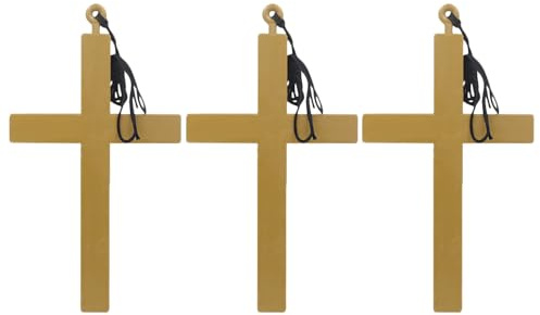 Lezevn 3Pcs Halloween Cross Necklace Priest Vampire Cross Necklace Plastic Crucifix Cross Pendant for Halloween Fancy Dress Accessories
