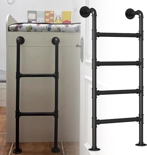 Schwarze Trittleiter aus Metall, 120 cm, 125 cm, 131 cm, 134 cm, 140 cm hoch, Leiter für Etagenbetten im Wohnmobil, bodenstehende Dachbodenleiter für Hochbetten im Wohnheim, Wohnungen, rutsc