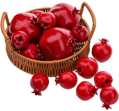 Gresorth 15 PCS Artificial Pomegranate Decoration Fake Fruit Model Realistic Lifelike Vegetable Display for New Year Garden Restaurant