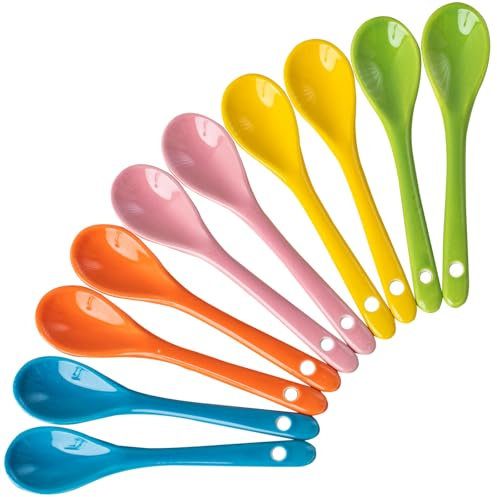 10 Stück Eierlöffel aus Porzellan Bunte Keramik Löffel Teelöffel,Porzellanlöffel Dessertlöffel,Porzellan Eierlöffel Keramische Löffel mit Löchern,Marmeladenlöffel,für Tee,Kaffee,Dessert-5 Farben