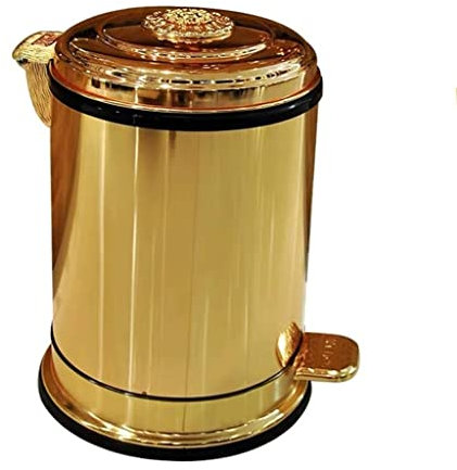 PLMNBQWE Cubo de Basura para Interiores, de Acero Inoxidable, con Tapa, Redondo, con Pedal, para Cocina, baño, Sala de Estar, Oficina, Color Dorado (un Color, 10 l)