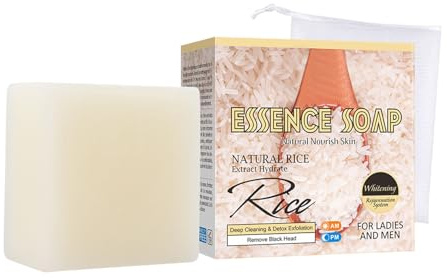 Handgefertigte Seife, Reismilchseife, Gesichtsbehördenreiniger Mit Sanfter Reismilchformel, Feuchtigkeit Und Erfrischender Reiniger, 120 G, Für Alle Hauttypen
