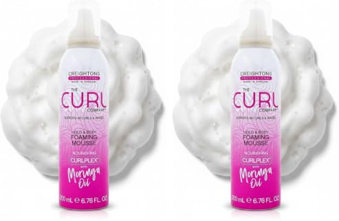 The Curl Company Hold and Body Foaming Mousse (200 ml) - Defines Curls and Waves, Eliminates Frizz and Smoothes Unruly Flyways; Professionally Formulated with Curplex and Nourishing Moringa Oil
