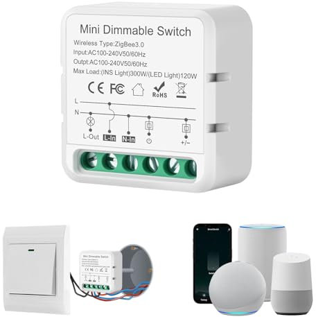 Zigbee Dimmer Led, Interruttore Dimmer 100-240V, Regolatore, Zigbee Module Compatibile Con Alexa, Smart Life,Comando Vocale,È necessario il filo di neutro