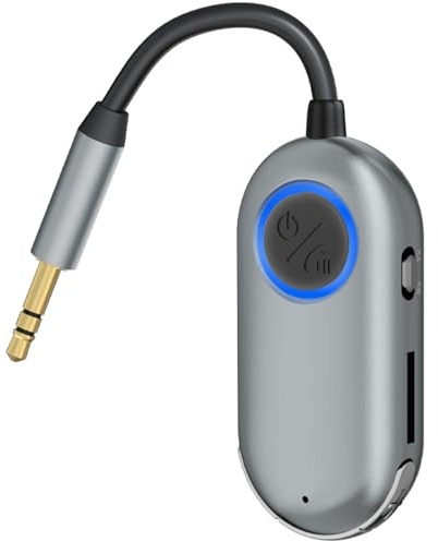 Bluetooth 5.3 Sender Klinke Adapter Transmitter Empfänger, Bluetooth Sender Klinke 3,5 für Zwei Kopfhörer 2 in 1 Transmitter Empfänger, Kompatibel mit TV, Auto, Airfly, Flugzeug Gadgets.