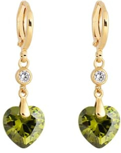 Tolldek Orecchini da donna in oro Au585 14 carati, con ametista viola, a forma di cuore, in stile Liberty, in oro giallo 14 carati, Oro giallo, Granato