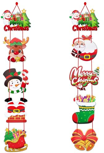 Yesaler Hängedeko Weihnachten Türbehang leichtes für Partydekorationen Weihnachts-Türhänger-Set für Haustür Zuhause Fenster Innen- und Außendekoration (04)