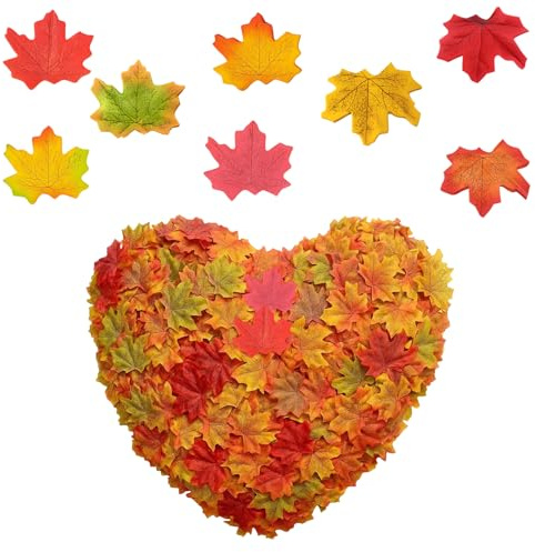 PcvGef Herbstblätter Deko, 400 Stück Künstliche Herbstblätter, 8 Farben Mix, Fall Decor Für Halloween Party, Herbst Girlande, Ahornblätter Deko, Herbstdeko Blätter, Seasonal Home Decor