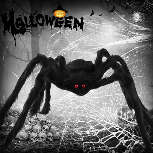 Puasok Ragno di Halloween, 90 CM Ragno Peloso di Halloween, Gambe Pieghevoli, Puntelli di Ragno Gigante, Decorazione Ragno di Halloween, Decorazione inquietante per Interni, Esterni e Cortili