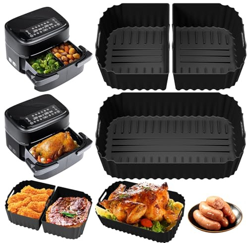Molde de silicona Air Fryer, accesorios Air Fryer para Philips Airfryer 7,1L NA154/00, 3 moldes de silicona accesorios 1 × 7,1 l/2 × 3,55 L, Dual Zone Philips Air Fryer Accesorios Reutilizables Planos