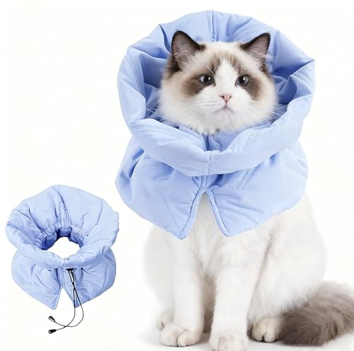 Elisabethanisches Halsband, Katzen Halskrause, Halsband nach Operationen für Katzen Kätzchen Verhindert das Lecken von Wunden (Blau,M)