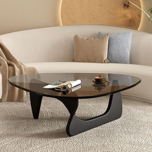 NZVZGKTNTW Dreieckiger Couchtisch for Das Wohnzimmer, Multifunktionaler Beistelltisch Aus Gehärtetem Glas Mit Holzfuß, Möbel for Schlafzimmer/Balkon/Büro/Wohnung(C,85 * 57 * 40cm)