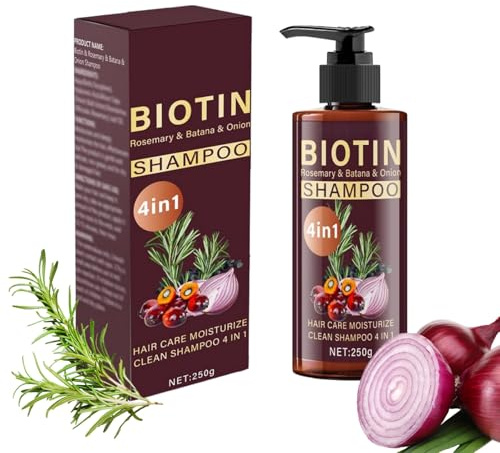 Onion & Rosemary Hair Shampoo mit Batana Öl & Biotin - 4-in-1 Pflege für Volumen, Glanz & gegen Haarausfall, Verwendung in der Dusche zu Hause und auf Reisen (1PC, 250g)