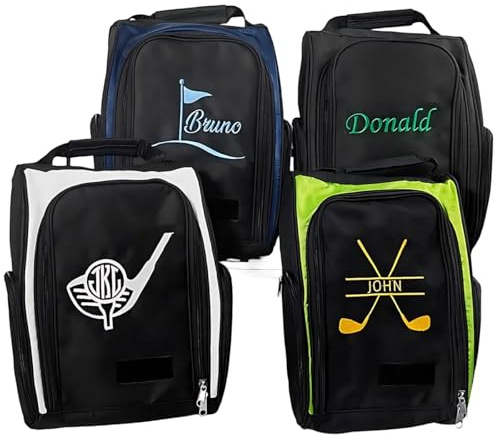 Personalisierte Golf-Schuhtasche mit Namen Bestickt und Fächern für Golfbälle und Tees - Individuelle Golf Schuhtasche mit Reißverschluss für Herren und Damen - Golf Aufbewahrungstasche mit Logo