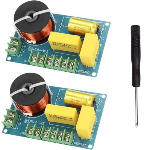 Youmile 2 pcs 3 Way Speaker Crossover,4 to 8 Ohm Treble, Midrange, Bass PUV-W3 200W Passive Crossover Module with Screwdriver for HiFi Speakers Larger than 3.5 inches to Improve Sound Quality