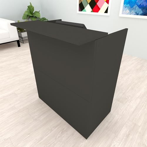 Henor Comptoir TIRÓN. 100 x 50/65 x 107 cm. Bois avec Table intérieure. Idéal pour l’Accueil de Bureau. l’Attention. la Boutique. Le Commerce. Graphite Mat