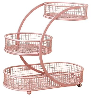Colcolo de 3 niveles, organizador de fruteros decorativos de metal para almacenar frutas, verduras y aperitivos en encimera de cocina, Rosa