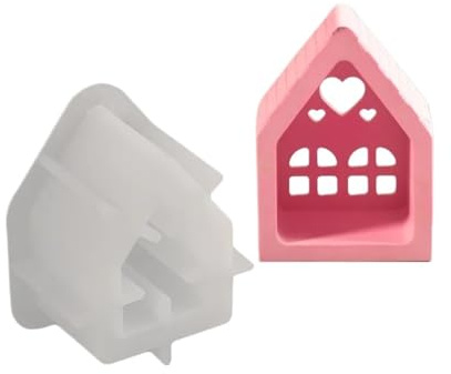 Molde de silicona for vela casa Navidad en 3D, bricolaje, cabina troncos creativa, molde escayola for aromaterapia, decoración navideña for el hogar, 2 uds Para Hacer Velas(White01)