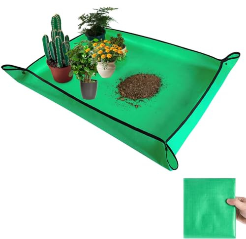 COAFTUG Umtopfmatte 74 * 100cm Pflanzmatte PP Pflanzen Umtopfmatte Wasserdicht Pflanzunterlage Faltbare Tragbare Gartenmatte Pflanzdecke für Drinnen und Draußen Umtopf, Sukkulenten, Sämling (Grün)