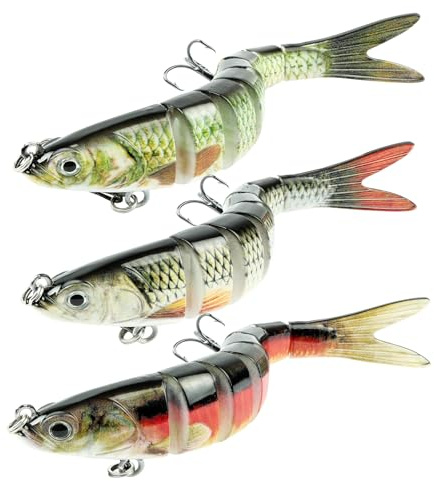 Vicloon 3Pcs Cebos de Pescar Articulados,13.5cm Señuelos de Natación Bionic Multi-articulado de Natación Realistas,Swimbait Realista de Hundimiento Lento,27g