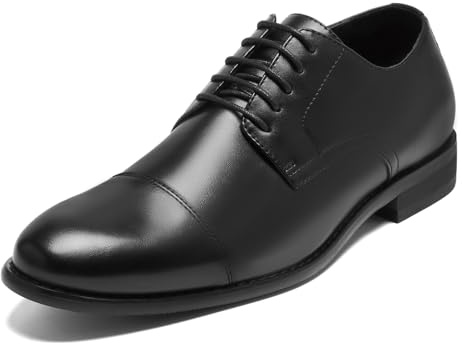 HEEZ Mens Dress Shoes Cap Toe Oxford Formal Shoes Men's Lace-Ups Derby | Classic Comfortable Business Work Office Wedding Prom