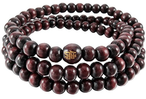 Träarmband, 6 mm tibetanska buddhistiska pärlorarmband Buddhism Bönhalsband 108 delar för män och Wen – Röd, Trä