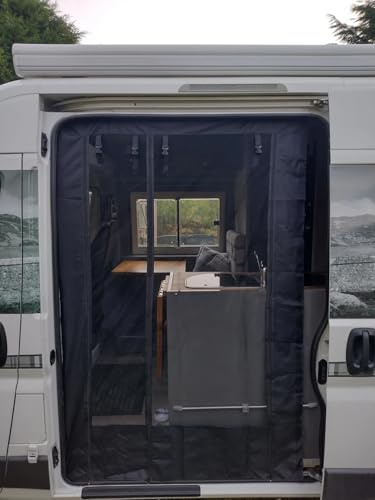 RV Slide Door Fly Screens Net,Sliding Door Magnetic Fly Screen,133 * 180cm Van Bug Screen Black Mesh Mosquito Net Caravan Motorhome Camper Sun Protector for Fiat Ducato Side Door