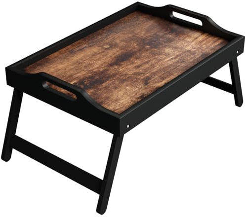 Fibogollo Holztablett mit klappbaren Beinen und Griff, Frühstückstablett, Serviertablett für Speisen und Snacks, Laptop-Tisch zum Arbeiten