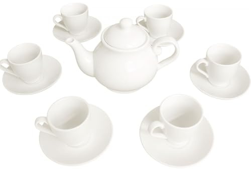Hogar y Mas Set DE TÉ Y CAFÉ Porcelana. 1 Tetera Y 6 Tazas Basic 5CL Platos