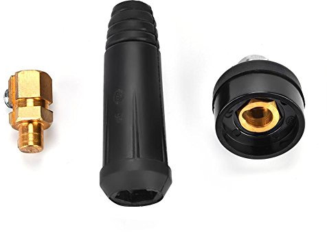 Cable de Soldadura Estilo Europeo de la Serie DKJ Conector Rápido Enchufe Macho y Enchufe del Panel Adaptador de Montaje Rápido(DKJ10-25 Black)