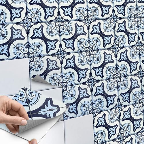 CREATISTO Fliesenfolie Fliesenaufkleber Mosaikfliesen - Klebefolie Aufkleber für Fliesen I Klebefliesen Deko Folien für Fliesen Ornament in Bad u. Küche (20x20 cm I 72 -Teilig)