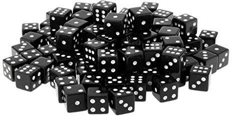 Perfeclan Confezione Dadi Opachi/Traslucidi da 16 Mm a Sei Facce D6 Rpg Party, Nero