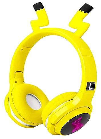 SVYHUOK Cuffie Wireless Bluetooth Bambini per Ragazzi Bambine, Giallo Cuffie con Microfono, Cuffie Over Ear Pieghevole con Luci a LED per cellulare/tablet/PC/laptop/IPad Compleanno Xmas Regali