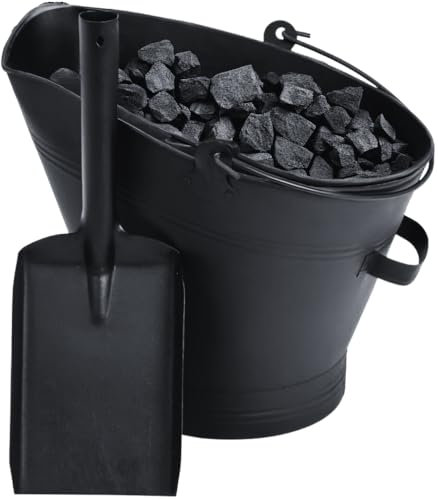 Fireplace Waterloo Style Black Coal Scuttle Bucket Hod with Metal Shovel (Waterloo Style Coal Bucket & Shovel)