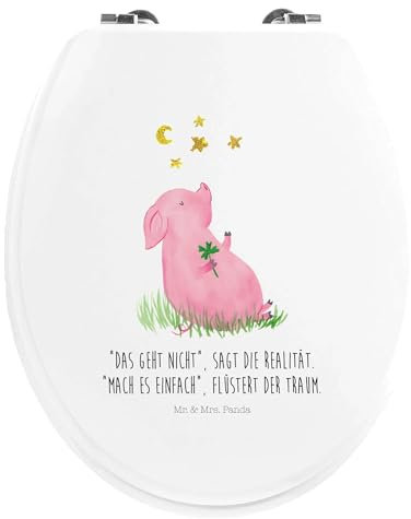 Mr. & Mrs. Panda Motiv WC Sitz Schwein Glück - Geschenk, Ziele, Gute Laune, Toilettendeckel, lustige Sprüche, Toilette, WC-Sitz, Tiere, Sernchen,