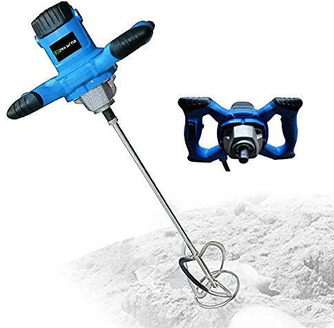 2600 W, mescolatore per calcestruzzo, miscelatore manuale per malta per uso industriale e domestico, numero di giri 0-1500 giri min, 6 velocità regolabili, interruttore bloccabile, filettatura M14,