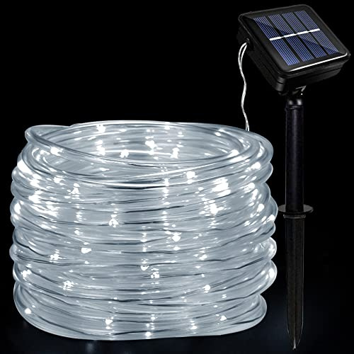JIMACRO Outdoor Solar LED Lichtschlauch, IP65 Wasserdicht Solar Lichterkette Außen 10m 100LEDs Solar Deko Lichter mit 8 Beleuchtungsmodi für Garten Baum Party Weihnachtsdekoration