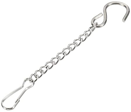sourcing map Hanging Chain with Hooks Clips 3.94 Inch Garden Plant Hangers for Signboard Chalkboard Basket Lantern Wind Chime, Stainless Steel Pack of 4