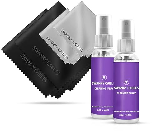 Swanky Computer Screen Cleaning Kit: 60ml Electronic Cleaning Spray + Microfiber Cleaning Cloth for TV Cleaner - iPad Screen Cleaner - iPhone Cleaner - Monitor Cleaner - Laptop Screen Cleaner (Pack of