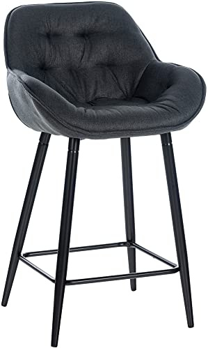 CLP Barhocker Gibson I Gepolsterter Tresenstuhl Mit Fußstütze | Farbe dunkelgrau Material Stoff