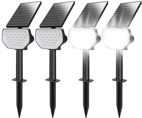 Lepro Solar Gartenleuchten Kaltweiß IP65 Aussen 2 Beleuchtungsmodi, 4 Stück | Solarlampen für Außen Garten, IP65 mit Drehbaren Solar Panel, 2-in-1 Solarleuchten, 43LED Solar Strahler Wegeleuchten
