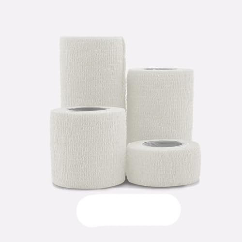 4,8 m buntes Sport selbstklebendes elastisches Bandage-Wickelband für Kniestützpolster, Finger, Knöchel, Handfläche, Schulter, weiß, 5 cm x 4,8 m