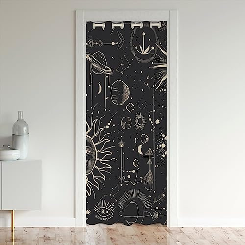 Loussiesd Sonne Mond Türvorhang 106x203cm Boho Exotisch Vorhang für Innentür Raumteiler für Schlafzimmer Wohnzimmer Galaxie Raumteiler Vorhänge Gardinen Böhmisch Raumteiler Vorhänge Gardinen