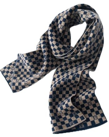 YUKORT Winter-Strickschal FüR MäNner Winter Unisex Damen/Herren Liebhaber Mode Warm Plaid Jacquard Strickschals Schal Herren (Color : Blue)