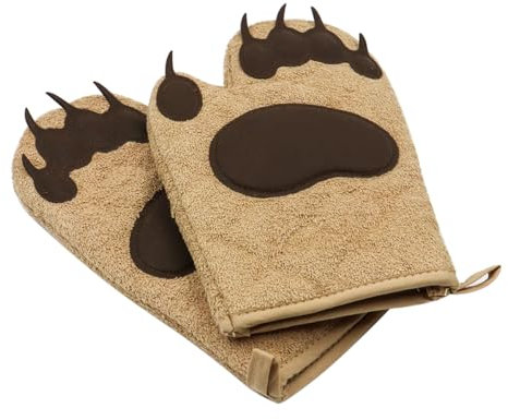 Alnicov 1 Paio di Guanti da Cucina Resistenti al Calore con Fodera in Cotone Trapuntato con Design Marrone per Grigliare Cottura al Forno per Barbecue