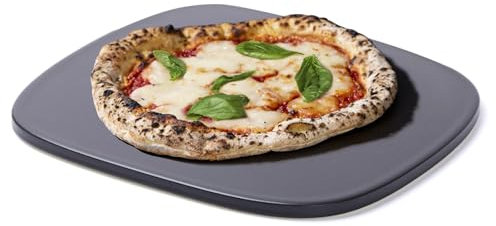 ROCKSHEAT Pizza Stone, Unique Shape 12 x 11 x 0.47 Pizza Stones for Oven Grill BBQ, Heavy Duty Ceramic Coating Baking Stone for Pizza & Bread, Innovative Irregular Design Grilling Stone (Black)